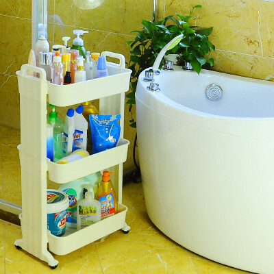 

【Jingdong Supermarket】 Bao Youni Sanitary Ware Shelf Three-storey Bathroom Shelf Kitchen Bedroom Living Room Movable Shelf DQ-1516