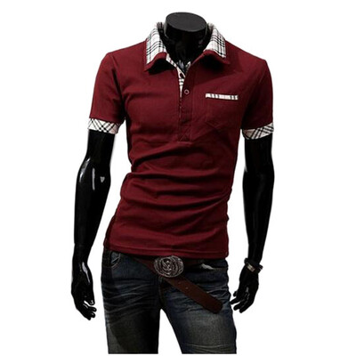 

Zogaa Mens Polo Shirt Grid Slim Fashion