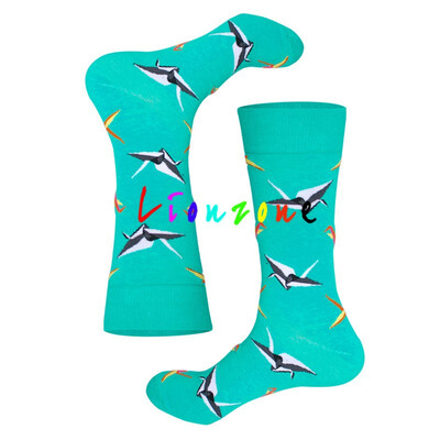 

LIONZONE Brand Men Socks Funny Design Paper Cranes Arrows Hhearts Stars Streetwear Hiphop Cotton Happy Socks