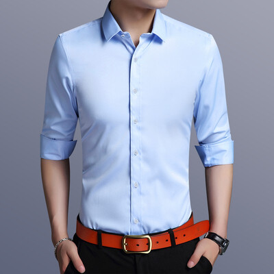 

Mens business casual shirts elastic body wrinkle resistant&ironing shirts