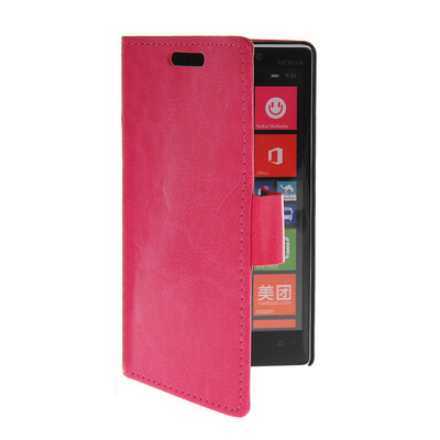 

MOONCASE Slim Leather Side Flip Wallet Card Slot Pouch Stand Shell Back ЧЕХОЛ ДЛЯ Nokia Lumia 930 Hot pink