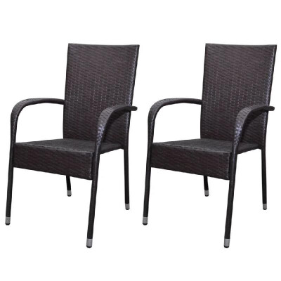 

Garden Dining Chairs 2 pcs Poly Rattan Brown