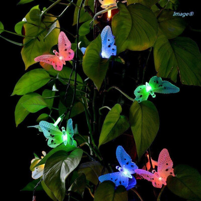 

12 LEDs Solar Power Colourful Changing Butterfly Fairy String Light Garden Light