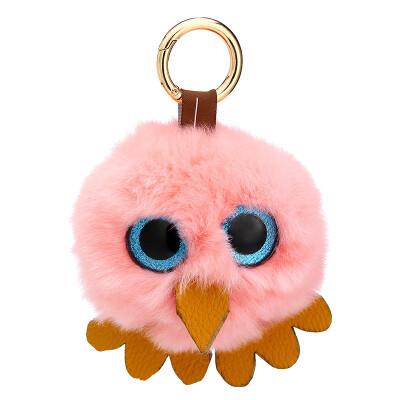 

Free Shipping Stuffed Owl Charms Minerva Bird Phone Case Straps Real Rabbit Fur Poms Balls Key Chains Pendant Plush DIY Necklaces