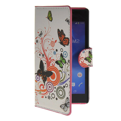 

MOONCASE Butterfly style Leather Side Flip Wallet Card Slot Stand Pouch чехол для Sony Xperia M2