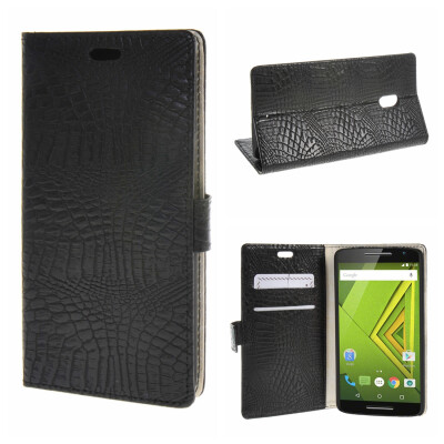 

MOONCASE Motorola Moto X Play ЧЕХОЛ ДЛЯ Snake pattern Leather Flip Folio Wallet Card Slot Stand Black