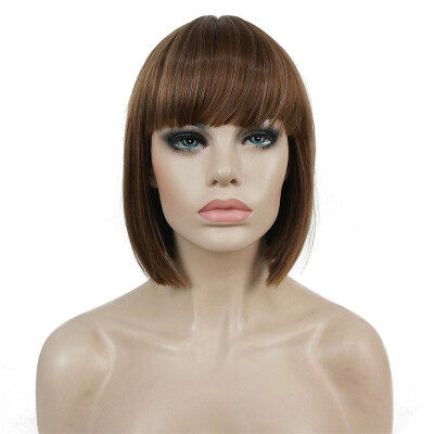 

StrongBeauty Short Bob Wig Point Part Bangs Full synthetic Wigs COLOUR CHOICES