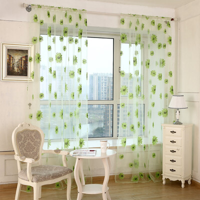 

Pastoral Floral Scarf Sheer Voile Door Window Curtain Drape Panel Tulle Valances