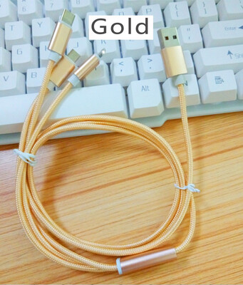 

3 in 1 Multiple Cables Multi Charging Cable MFi Certified Nylon 33ft 1m 3 in 1 USB Charger Cord with iPhoneType CMicro USB