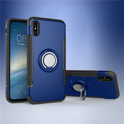

Fecoprior Back Cover For iPhone XS X iPhoneXS Case Car Holder Stand Hard PC Silicon Ring Suction Bracket Celulars