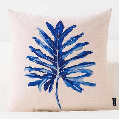 

Sea Blue Plant Leaf Printed Cushion Anchor Pattern Marine Ship Throw Pillow Decorative Pillows Kids Cushions