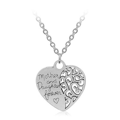 

MyMei Women 18" Silver Mother&daughter Forever" Heart Pendant Necklace Chain Gift