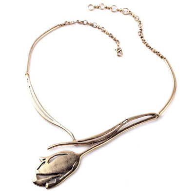 

Aiyaya 12kt Gold Plated Vintage Personality Rose Flower Pendant Necklace Chain For Womens