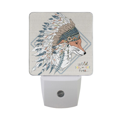 

ALAZA LED Night Light With Smart Dusk To Dawn SensorFox Watercolor Illustration Plug In Night Light
