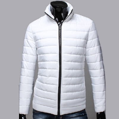 

Mens Fashion Pure Color Stand Collar Long Sleeve Breathable Casual Zipper Cotton-Padded Jacket