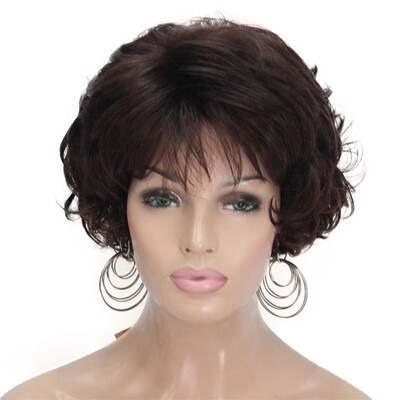 

StrongBeauty Short Wig Soft Tousled Curls Brown Highlights Full Synthetic Wigs COLOUR CHOICES