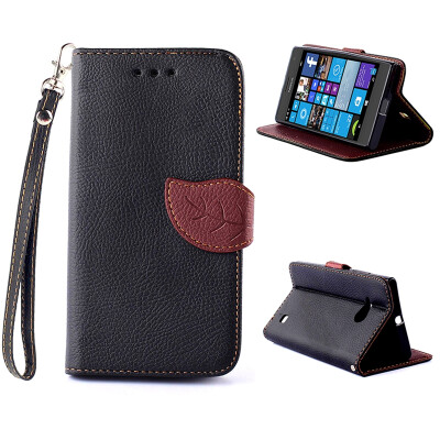 

MOONCASE [Leaves Magnetic Button] Premium PU Leather Flip Wallet Card Slot Bracket Back Case Cover for Nokia Lumia 730