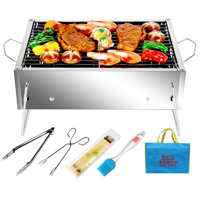 

Ulecamp barbecue accessories set barbecue 9 sets 8 stainless steel grill 1 bamboo stick 1 carbon clip 1 oil brush 2 plate 2 seasoning cans 1 food clip SH866