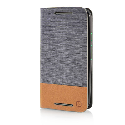 

MOONCASE Canvas Design Leather Side Flip Wallet Pouch Stand Shell Back ЧЕХОЛ ДЛЯ Motorola Moto G2 Dark Brown