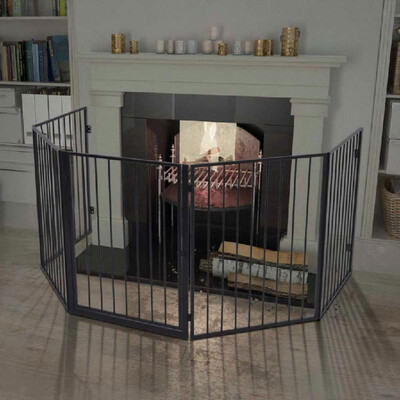 

fireplace guard for animals black steel