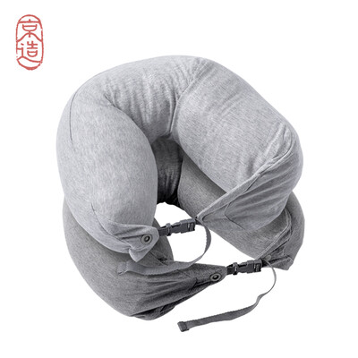

JZAO Thailand natural latex particles U-shaped pillow cotton fabric multi-function neck pillow travel pillow light gray
