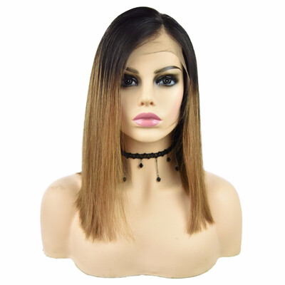 

9A Ombre T1B30 Full Lace Human Hair Wigs Bob Straight Brazilian Virgin Hair Wigs with Baby Hair Lace Wigs 130 Density for Women