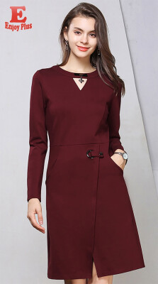 

M L XL XXL 3XL 4XL 5XL plus size office new autumn 2018 women dress long sleeve large size red slim straight elegant knee length