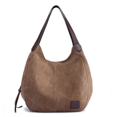 

New Canvas Bag Female Bag Fashionable Joker Literary And Simple Korean Version Of Single-shoulder Bag Multi-layer Leisure Bag