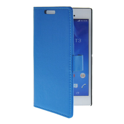 

MOONCASE Slim Leather Flip Wallet Card Pouch with Kickstand Shell Back ЧЕХОЛ ДЛЯ Sony Xperia T3 Blue