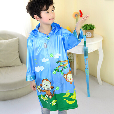 

Kendo children raincoat with book bag primary school students poncho children cartoon raincoat R1 blue monkey XL code