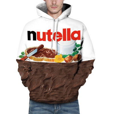 

Mens Fashion Casual Sportswear Contrast Color Sweatershirt Food Letters Printing Hoodie