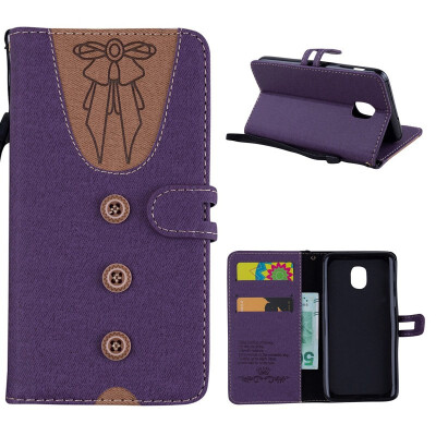 

MOONCASE Samsung Galaxy J4 stitching embossed womens leather case - purple