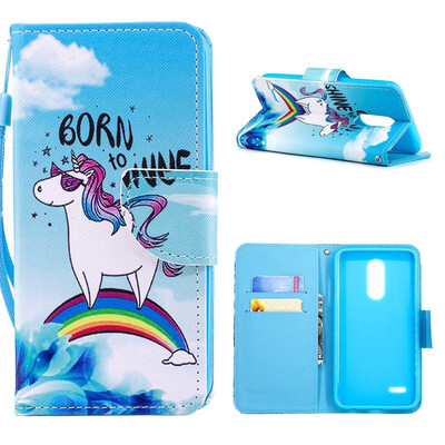 

MOONCASE Wiko View Prime painted leather case with small hand strap - Rainbow Horse