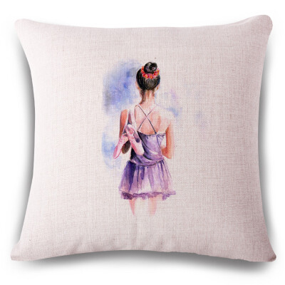 

Interesting beautiful ballet Cushion wovenNo Filler linen Family affection Sofa Car Seat family Home Decorative Throw Pillow