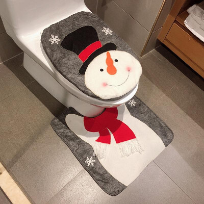 

2pcsset Christmas Bathroom Decorations Toilet Seat Cover U-shaped Rug Set Christmas Ornaments--Reindeer
