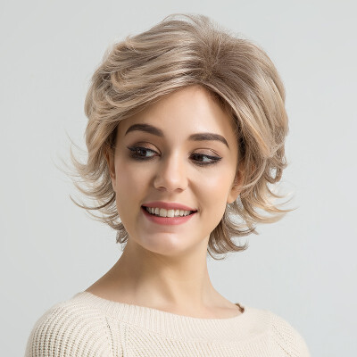 

BLONDE UNICORN 10 Inch Fashion Short Natural Wave Synthetic Fiber Wig for Women Heat Resistant Hair with Bangs Artificial Wig