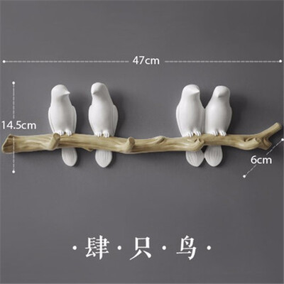 

European pastoral resin birds decoration frame crafts stereo birds hook porch door wall decorations coat hook key holder