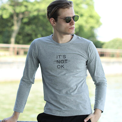 

Haizhining Qiuyi Qiuku Junior male student cotton sweater printing thin section autumn&winter thermal underwear mens bottoming shirt cotton pants set letter triangle gray 185XXXL