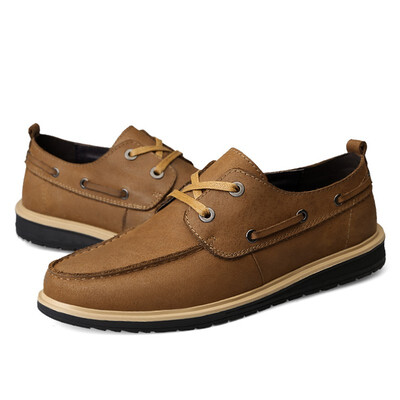 

Mens sailing shoes leather casual shoes new lace-up board shoes mens non-slip shoes Joker youth tide shoes