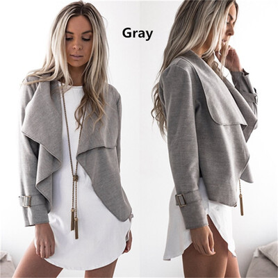

2018 Fashion Womens Lapel Small Jacket Woolen Irregular Top Cardigan
