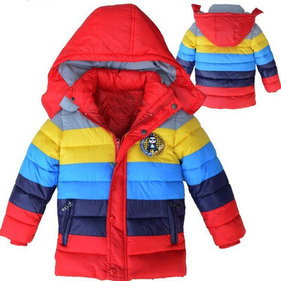 

Children Jackets Boys stripe Winter down coat 2018 Baby Winter Coat Kids warm outerwear Hooded Coat for 2-7 yrs Children Clothes