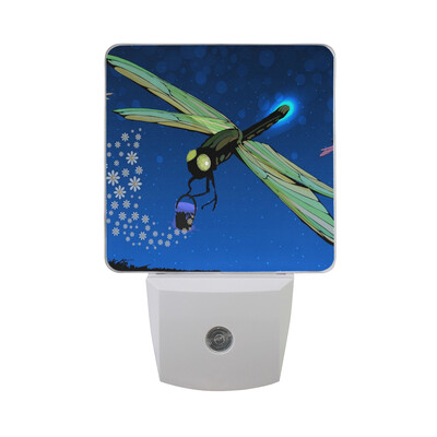 

ALAZA LED Night Light With Smart Dusk To Dawn SensorDragonfly Pastel Style Plug In Night Light