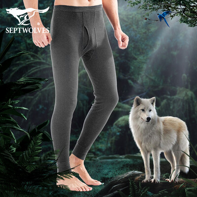 

Seven wolves Qiuyi Qiuku mens cotton thin section warm pants mens Qiuku single piece Slim warm pants 98753 light gray
