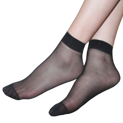 

Hengyuan Xiang HSW1601 crystal silk short socks Ms transparent black short stockings summer short tube low help crystal silk socks black 20 double code