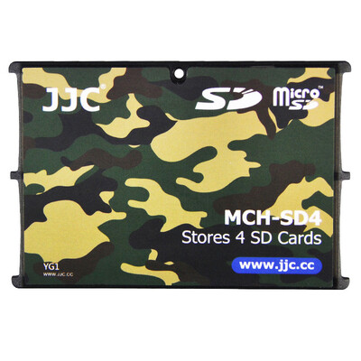 

JJC MCH-SD4YG ультратонкий держатель карты памяти SLR камера карта памяти кассета SD-карта портативная цифровая карта памяти упаковка камуфляж зеленый карточный картридж (можно положить четыре SD-карты)