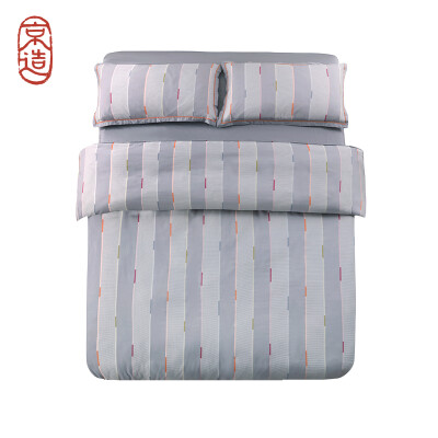 

JZAO waffle jacquard embroidery four-piece cotton quilt cover sheets pillowcase bedding package 15 m bed