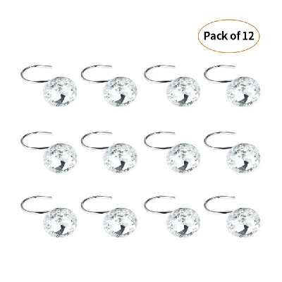 

Decorative Shower Curtain Hooks with Acrylic Crystal Rhinestones Set of 12