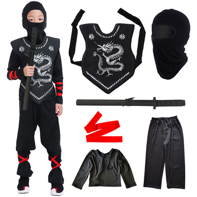 

Many memories of Halloween costumes cloak props decorations childrens Halloween decorations childrens toys cosplay costumes performance clothing silver dragon ninja warrior with knife L code