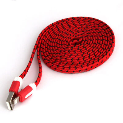 

Double Color 1M3FT 2M6FT 3M10FT 8pin Flat Braided Fabric Woven USB Data Sync Charger Cable for iPhone 5 5S 6 6S Plus