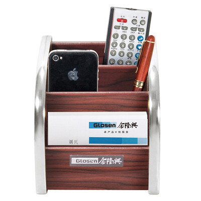

Jinlongxing Glosen C2021 wooden pen holder cosmetics remote control shelter wood multi-functional office storage Decoration silver side